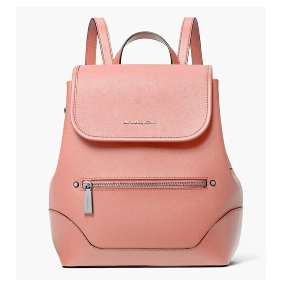 New Michael Kors Harrison Medium Flap Saffiano Leather Backpack Pink - Picture 1 of 4